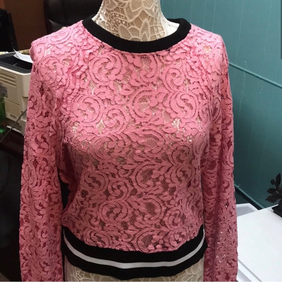 NWOT ZARA PINK LACE TOP - Picture 2 of 8